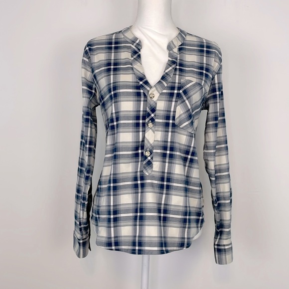 Mountain Hardware Women’s Blue, Gray, White Plaid Long Sleeve Shirt. Size Small. - Picture 1 of 13